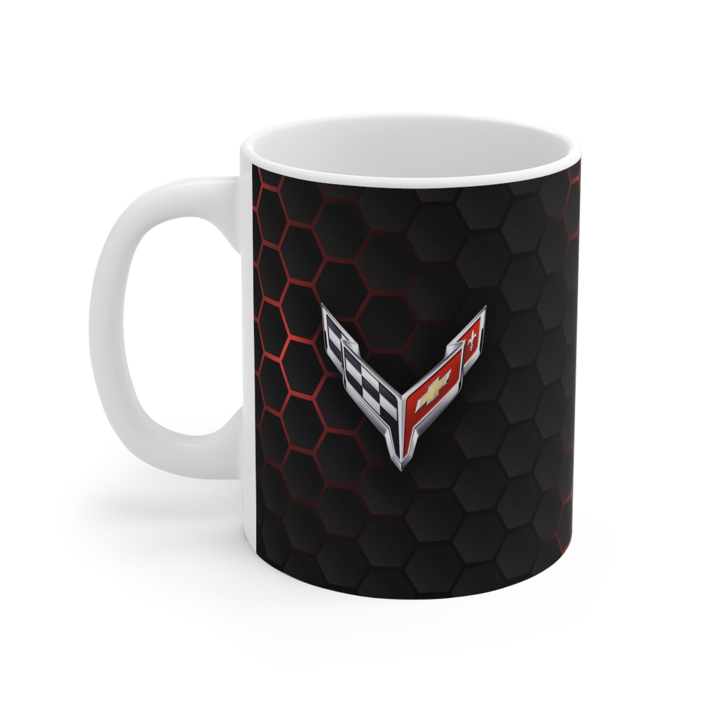 Corvette Coffee Mug - Corvette Ceramic Mug - 11oz. Coffee Mug - Chevy Corvette Mug - Microwave-Safe - Gift for Car Enthusiasts - C8 Logo