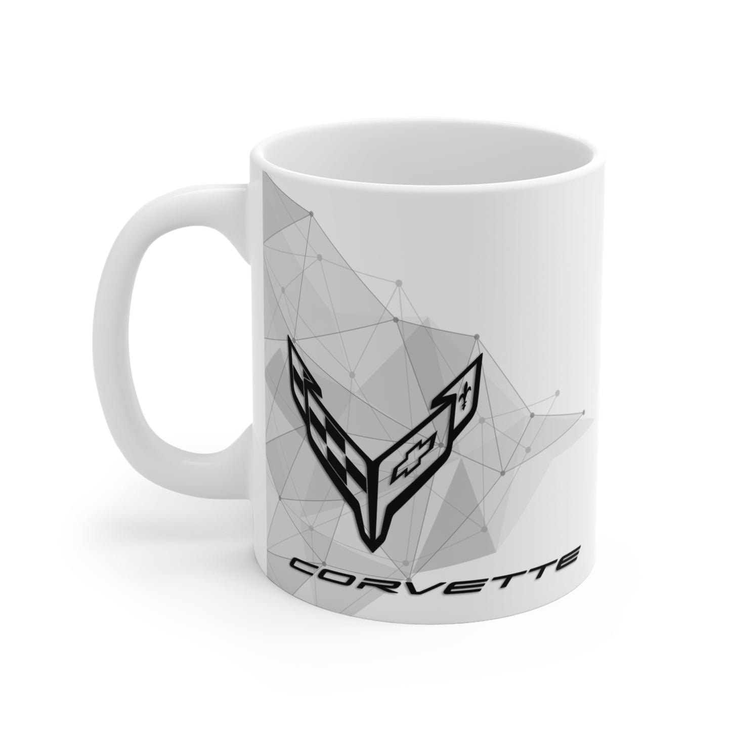Corvette Coffee Mug - Corvette Ceramic Mug - 11oz. Coffee Mug - Chevy Corvette Mug - Microwave-Safe - Gift for Car Enthusiasts - C8 Logo