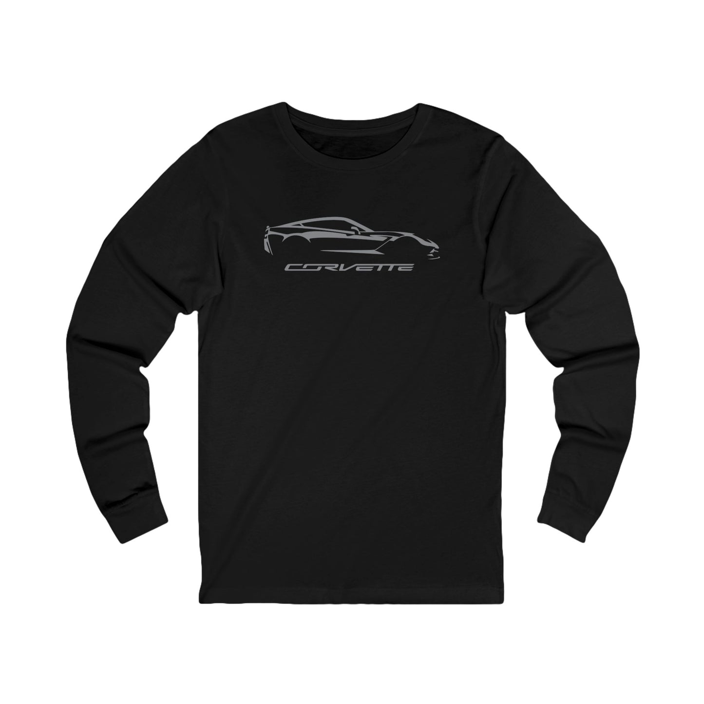 Unisex Corvette Grey C7 Long Sleeve Tee, Custom Silhouette, Graphic T-Shirt, Gift for Him, Gift for Her, Bella+Canvas, Soft Shirt