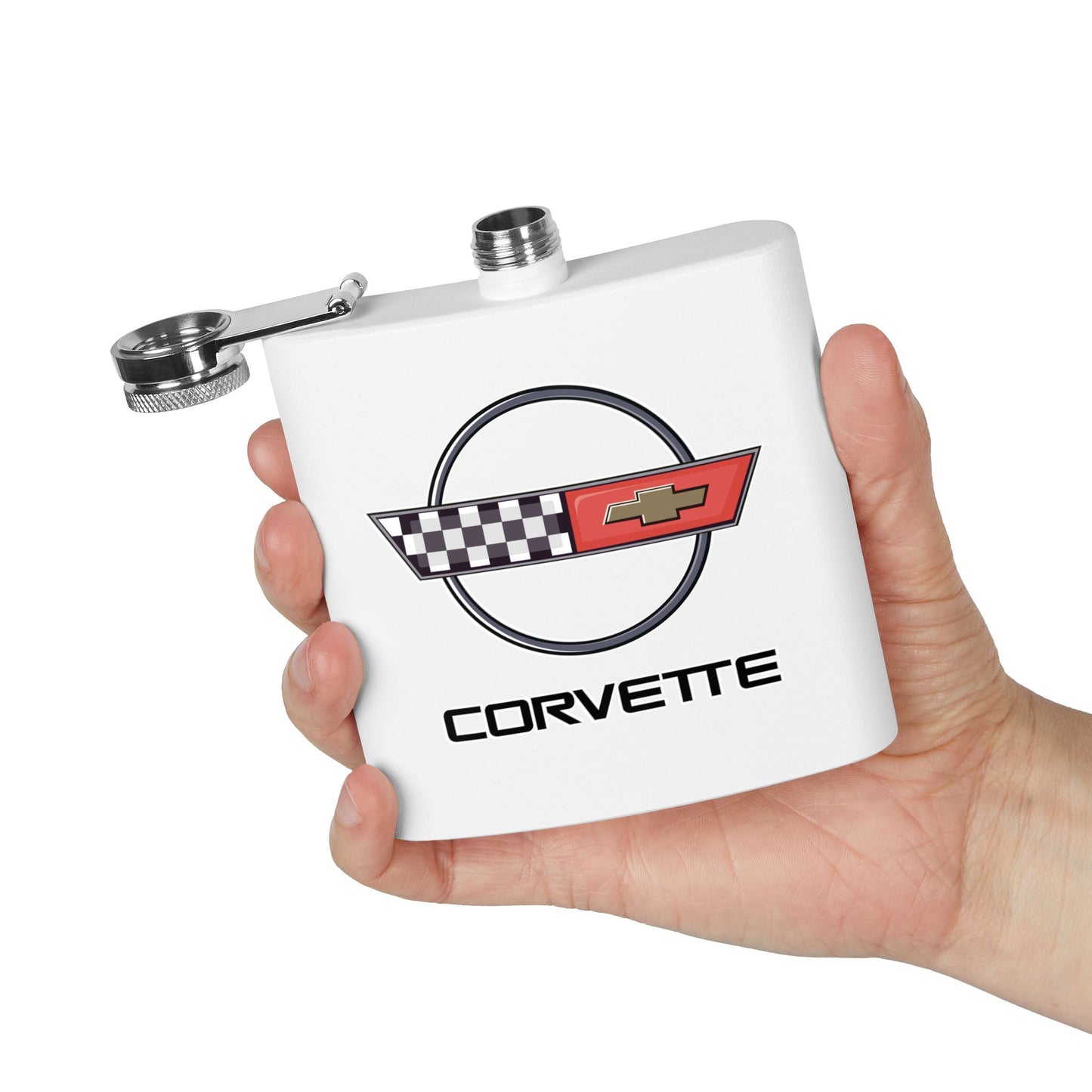 Corvette Flask, C4 Corvette Gifts, Car Enthusiast Hip Flask, 6oz Stainless Steel, Corvette Accessories, Pocket Flask, Gift for Car Guys