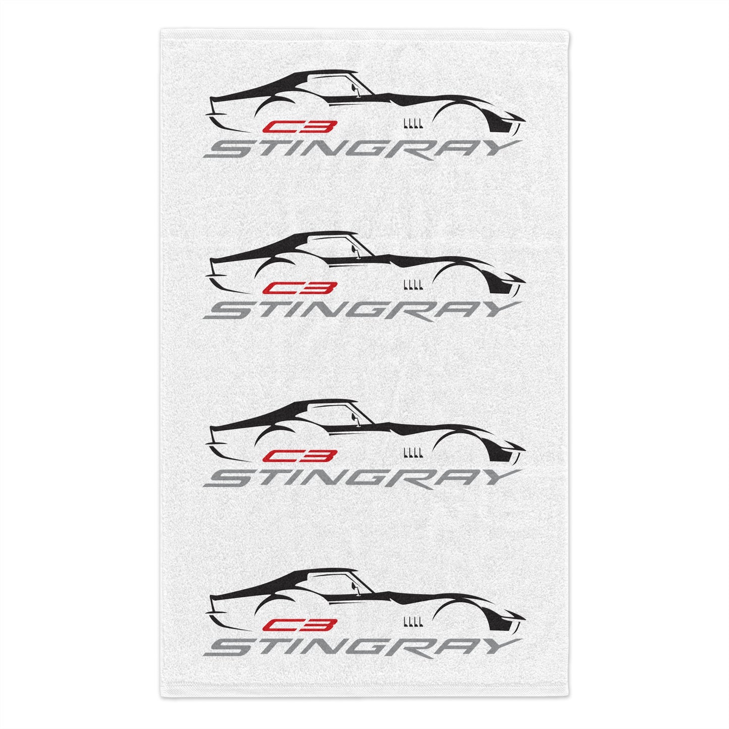 Corvette Stingray Beach Towel, Corvette Gifts, Car Enthusiast Towel, Quick-Dry Towel, Corvette Logo, White Towel, Car Guy Gifts