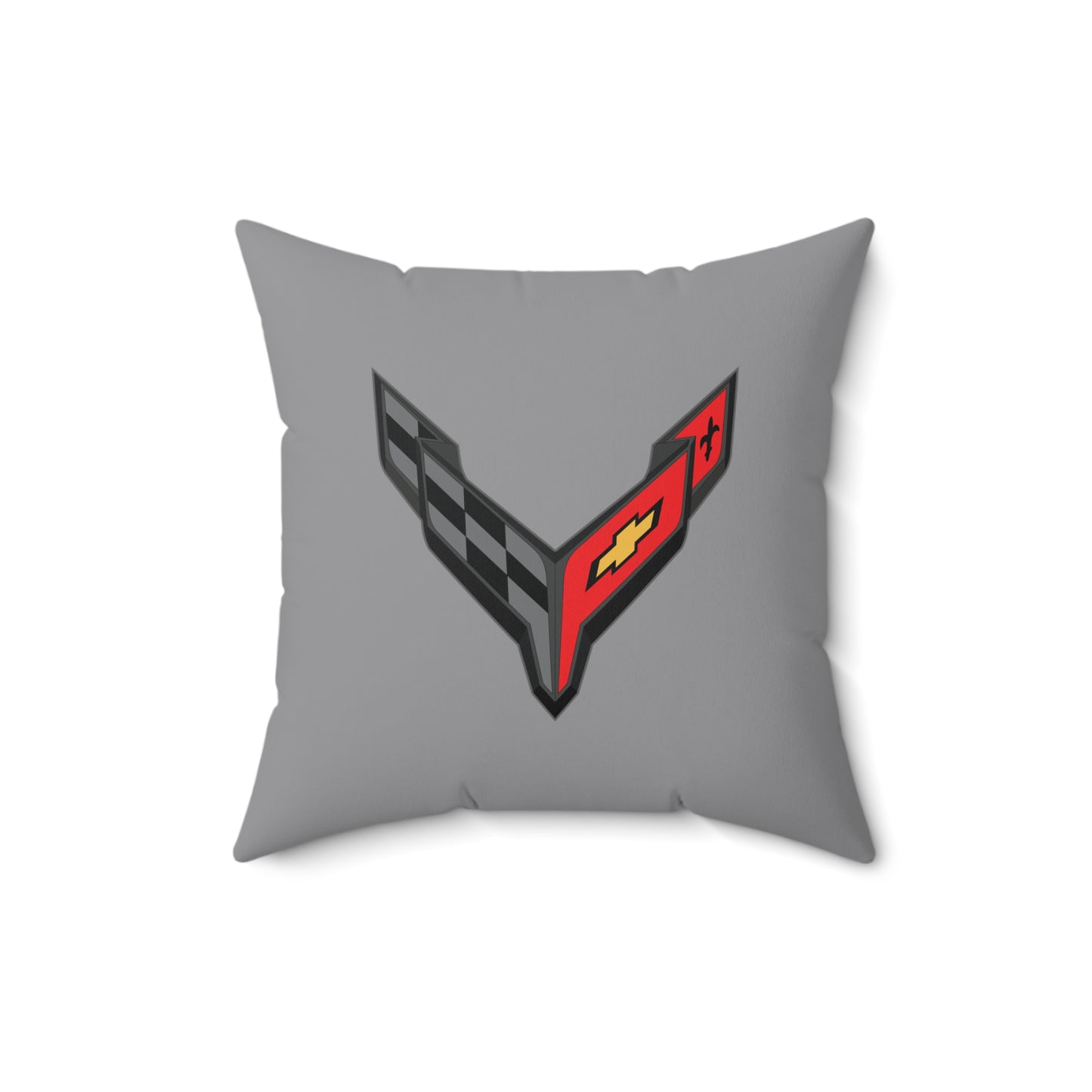 Corvette C8 Throw Pillow, Home Accessories, Mancave Decor, Man Cave, Square Pillow, Polyester, Couch and Bedding, C8 Logo, C8 Emblem