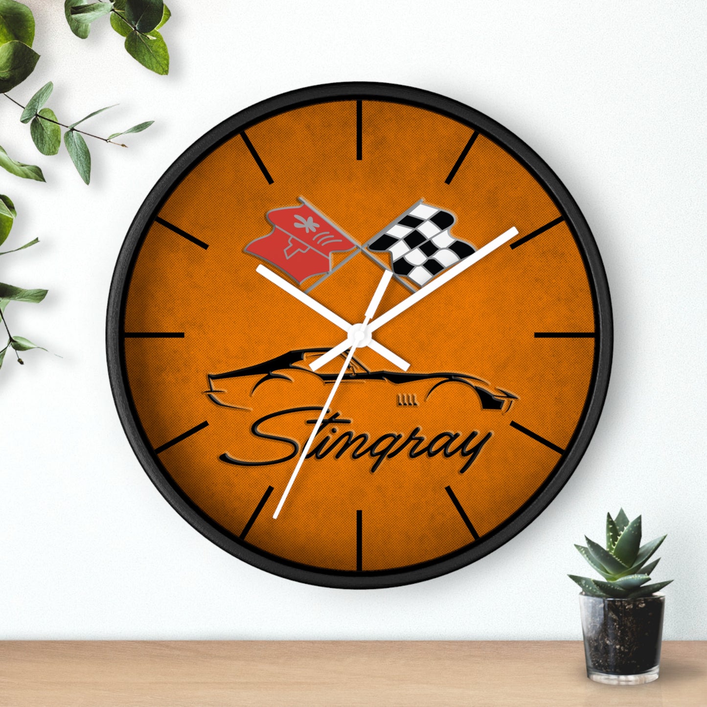 Corvette C3 Stingray Illustrated Wall Clock, Racing Home Decor, Gift for Him, Man Cave Clock, Corvette Merchandise, Mancave Gift, Clocks