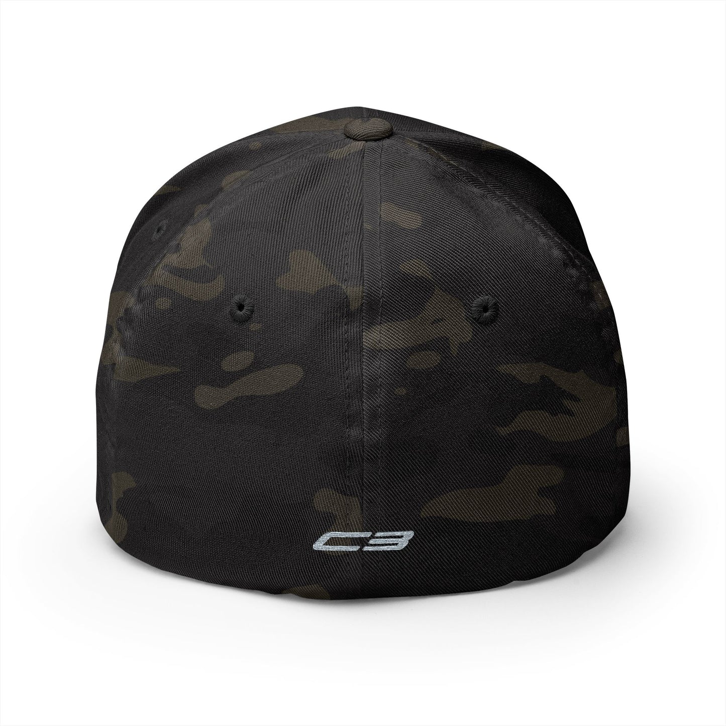 Corvette White C3 Stingray Silhouette Baseball Cap, Flexfit Hat, Stretchy Band, Black Hat, Corvette Gear, Embroidery