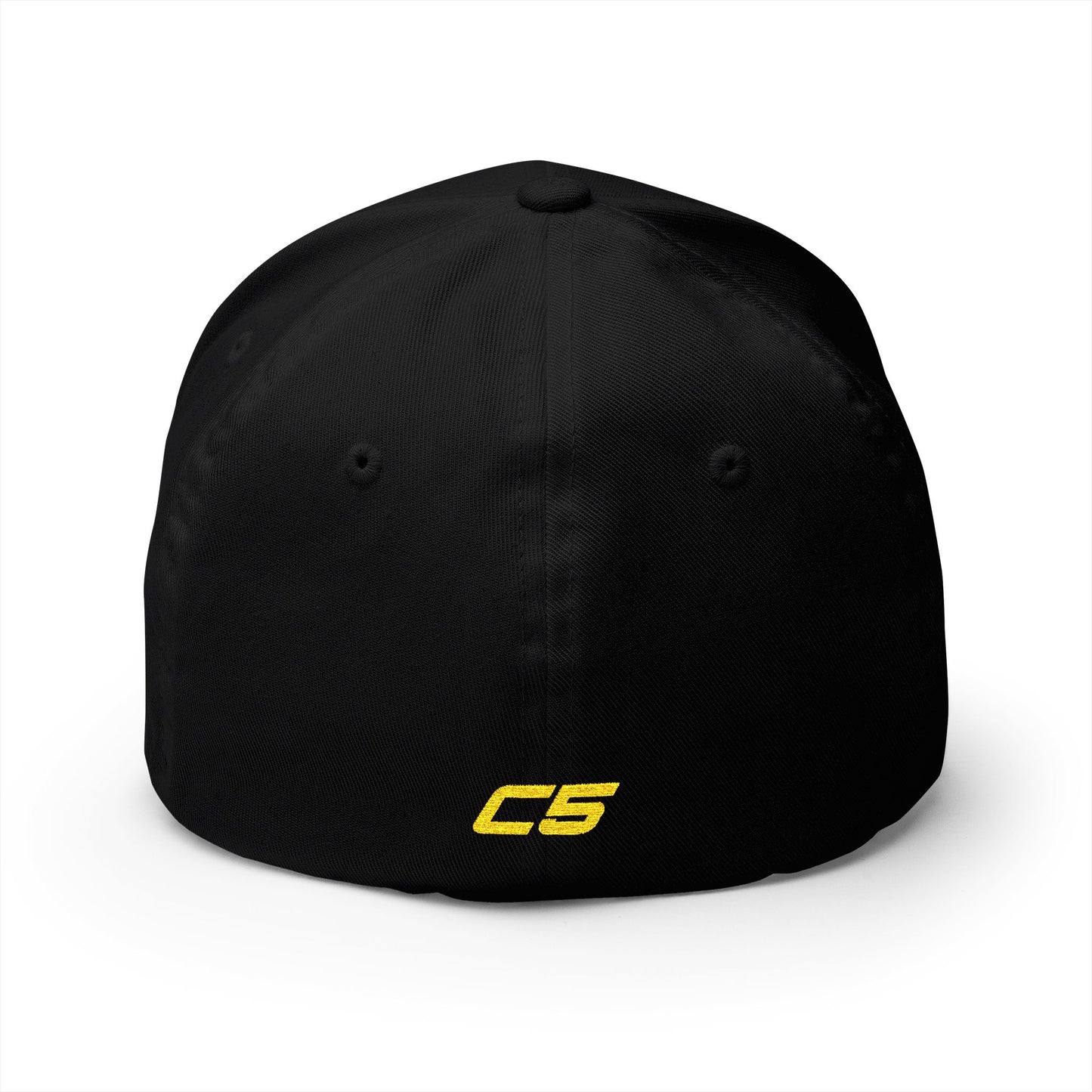 Corvette C5 Yellow Logo Baseball Cap, Flexfit Hat, Stretchy Band, Black Hat, Corvette Gear, Embroidery