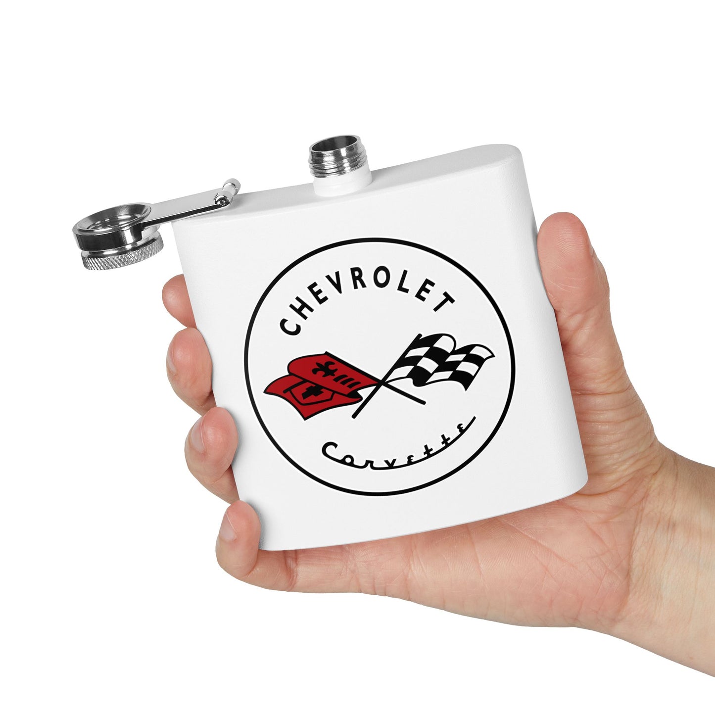 Corvette Flask, C1 Corvette Gifts, Car Enthusiast Hip Flask, 6oz Stainless Steel, Corvette Accessories, Pocket Flask, Gift for Car Guys