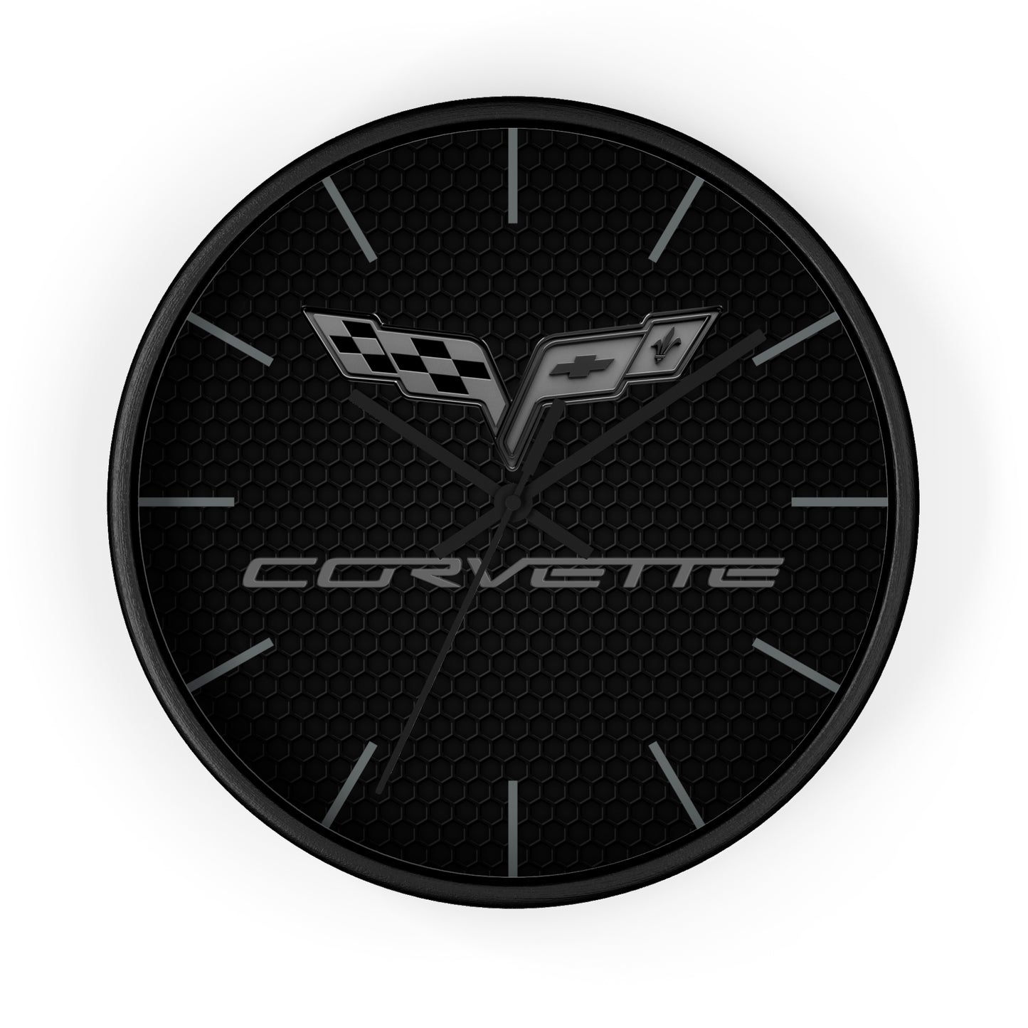 Corvette C6 Wall Clock, Racing Home Decor, Gift for Him, Man Cave Clock, Corvette Merchandise, Mancave Gift, Blackout Style
