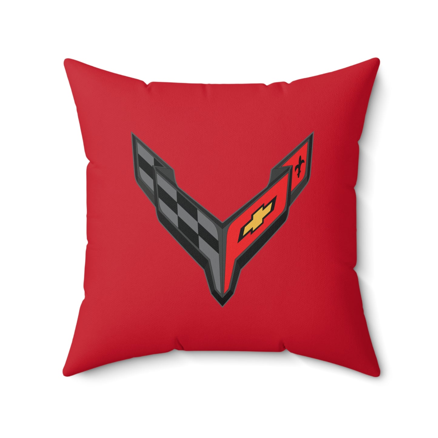 Corvette C8 Throw Pillow, Home Accessories, Mancave Decor, Man Cave, Square Pillow, Polyester, Couch and Bedding, C8 Logo, C8 Emblem
