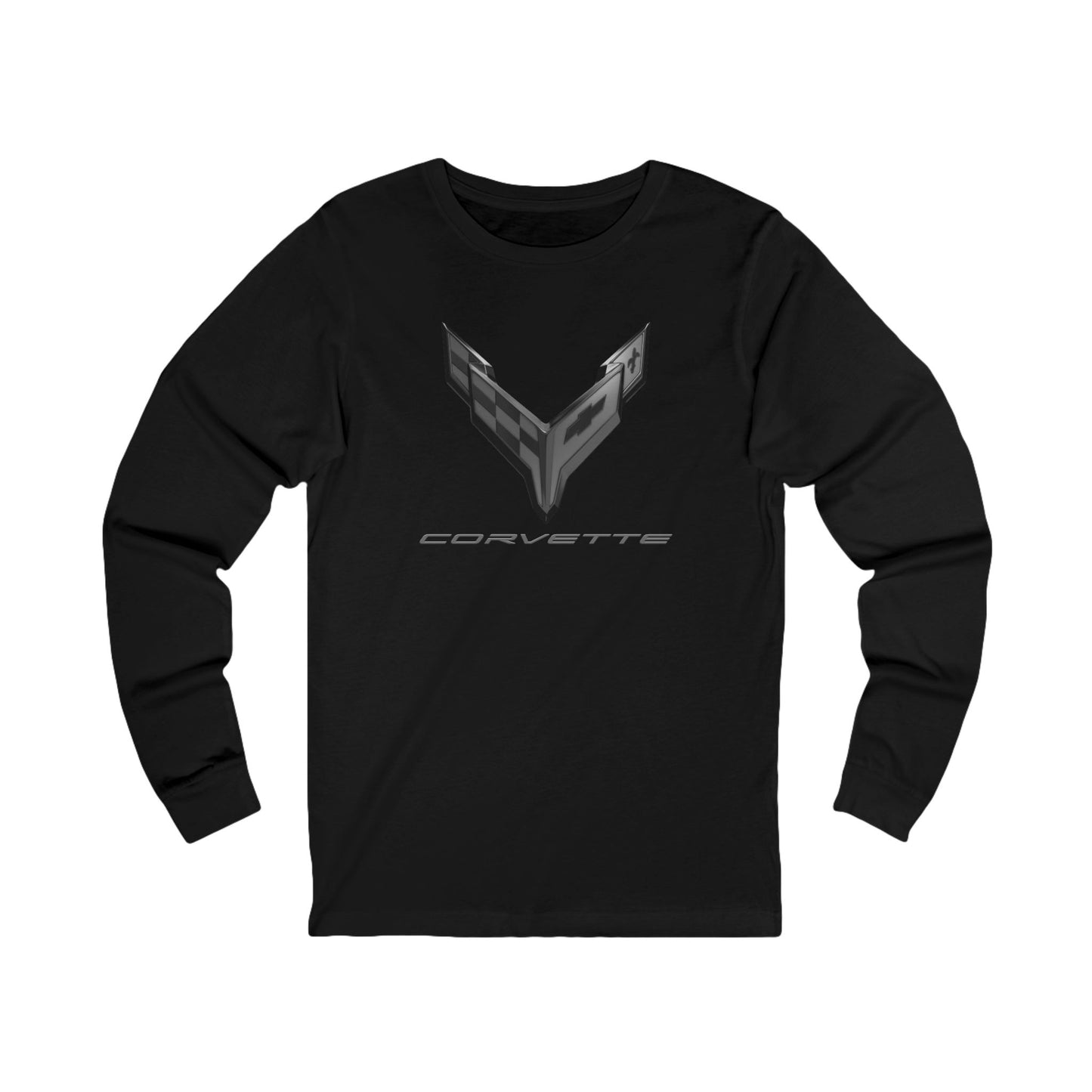 Unisex Corvette Blackout C8 Long Sleeve Tee, Custom Silhouette, Graphic T-Shirt, Gift for Him, Gift for Her, Bella+Canvas, Soft Shirt
