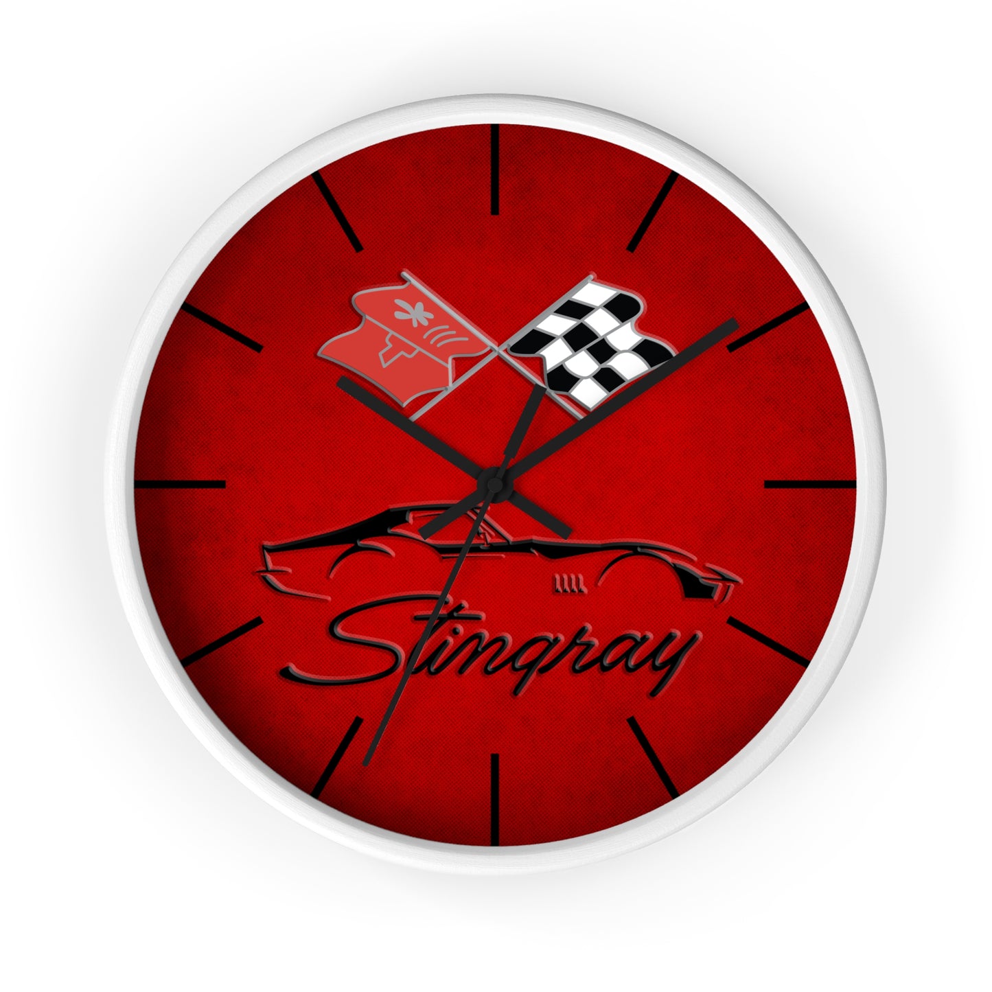 Corvette C3 Stingray Illustrated Wall Clock, Racing Home Decor, Gift for Him, Man Cave Clock, Corvette Merchandise, Mancave Gift, Clocks
