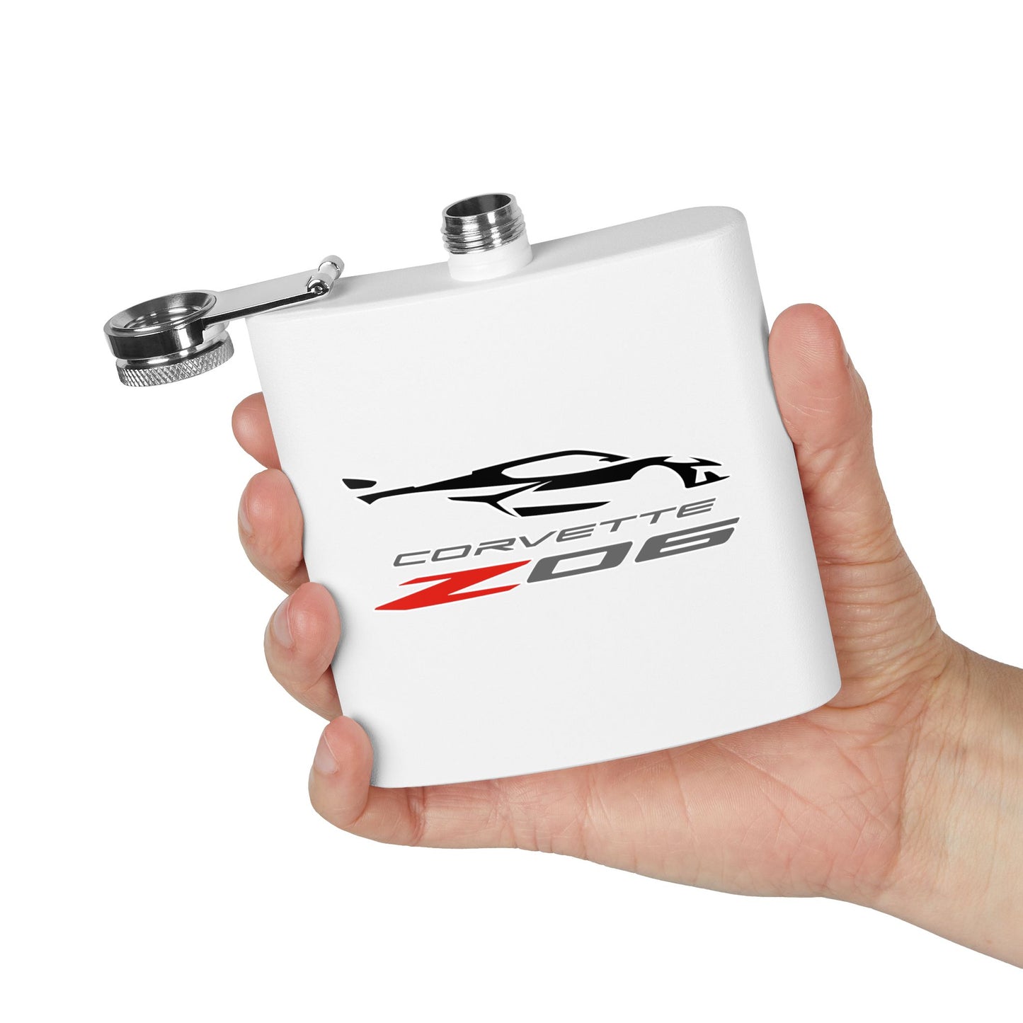 Corvette Z06 Flask, Z06 Corvette Gifts, Car Enthusiast Hip Flask, 6oz Stainless Steel, Corvette Accessories, Pocket Flask, Gift for Car Guys