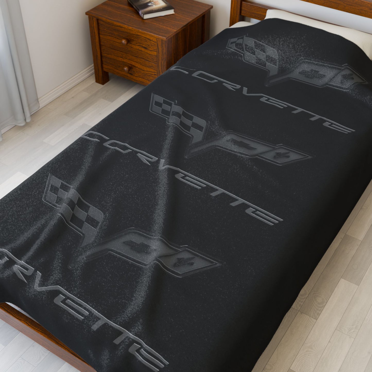 Corvette Blackout Blanket, C6 Corvette Gifts, Soft Blankets, Corvette Logo, Velveteen Blanket, Car Guy Gifts, Car Girl Gifts