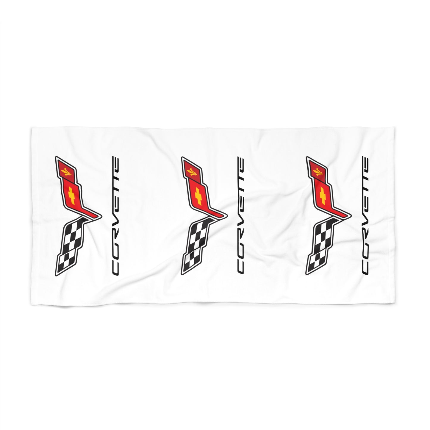 Corvette Beach Towel, C6 Corvette Gifts, Car Enthusiast Towel, Quick-Dry Towel, Corvette Logo, White Towel, Car Guy Gifts
