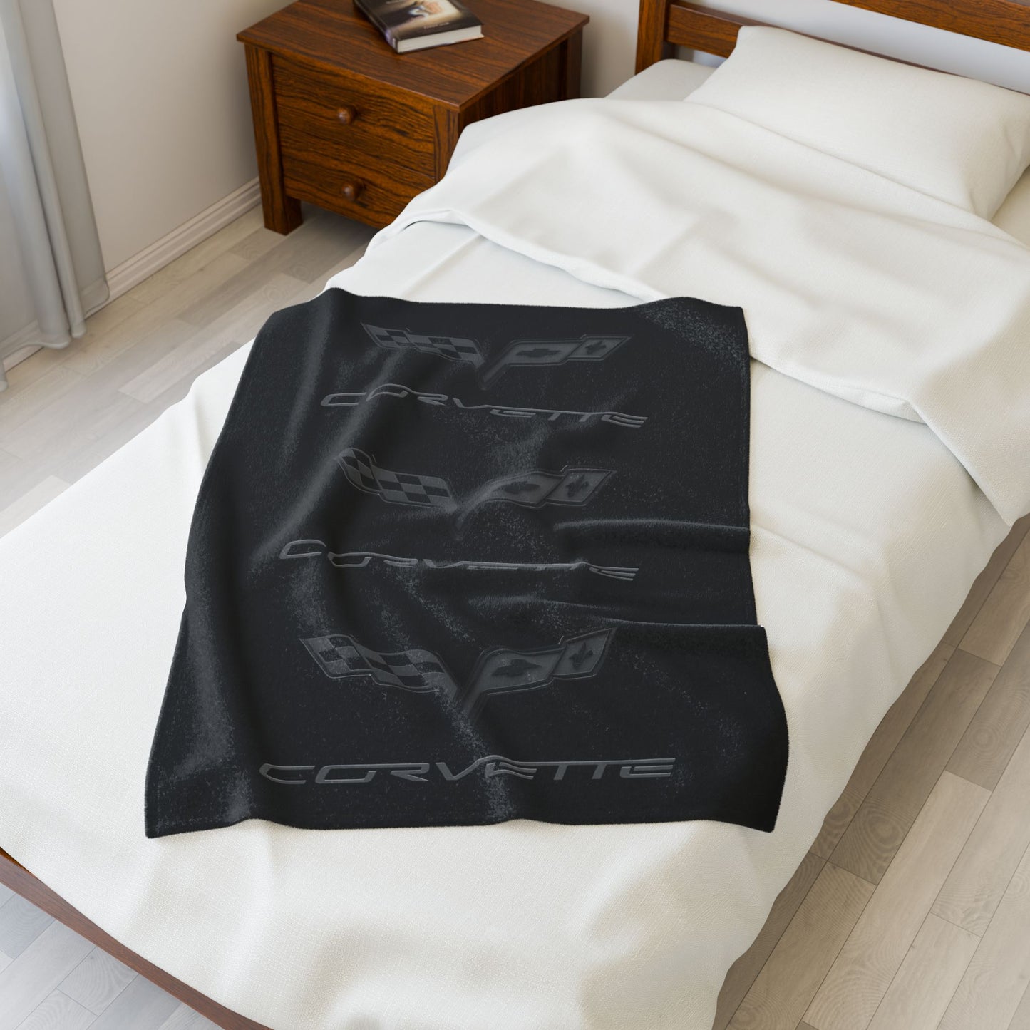 Corvette Blackout Blanket, C6 Corvette Gifts, Soft Blankets, Corvette Logo, Velveteen Blanket, Car Guy Gifts, Car Girl Gifts