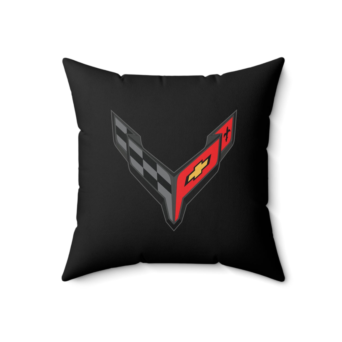 Corvette C8 Throw Pillow, Home Accessories, Mancave Decor, Man Cave, Square Pillow, Polyester, Couch and Bedding, C8 Logo, C8 Emblem