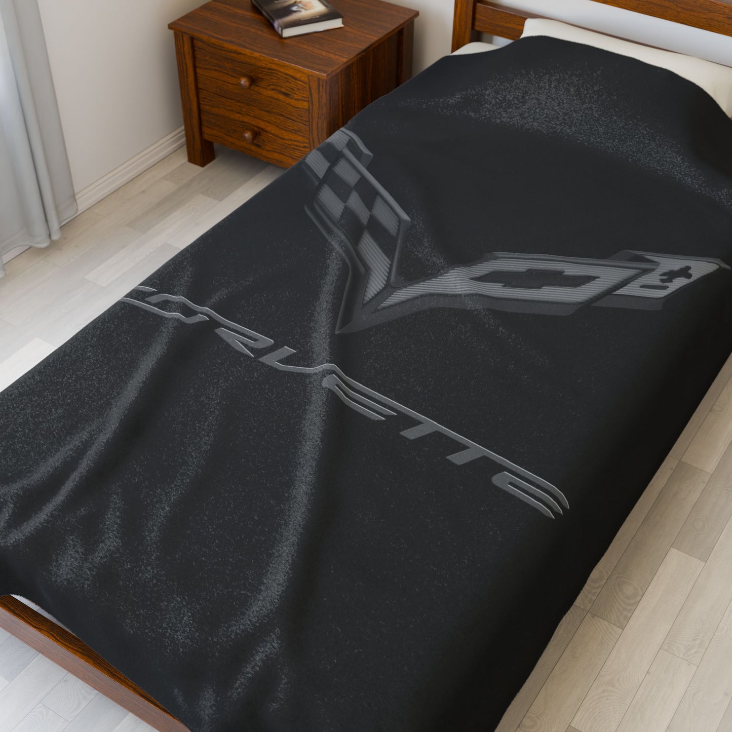 Corvette Blackout Blanket, C7 Corvette Gifts, Soft Blankets, Corvette Logo, Velveteen Blanket, Car Guy Gifts, Car Girl Gifts