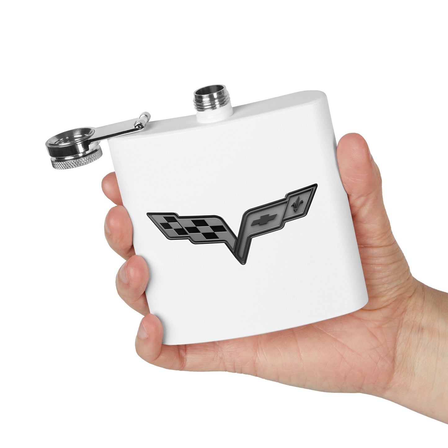Corvette Flask, C6 Corvette Gifts, Car Enthusiast Hip Flask, 6oz Stainless Steel, Corvette Accessories, Pocket Flask, Gift for Car Guys