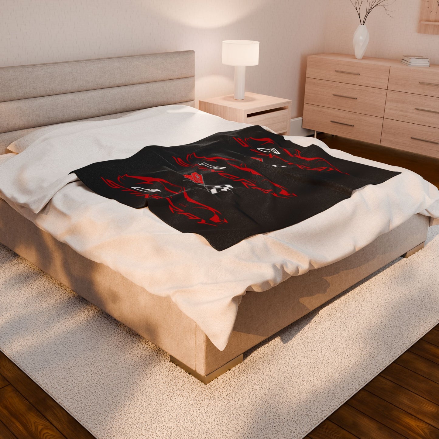 Corvette C3 Stingray Black Blanket, Stingray Corvette Gifts, Soft Blankets, Corvette Logo, Velveteen Blanket, Car Guy Gifts, Car Girl Gifts