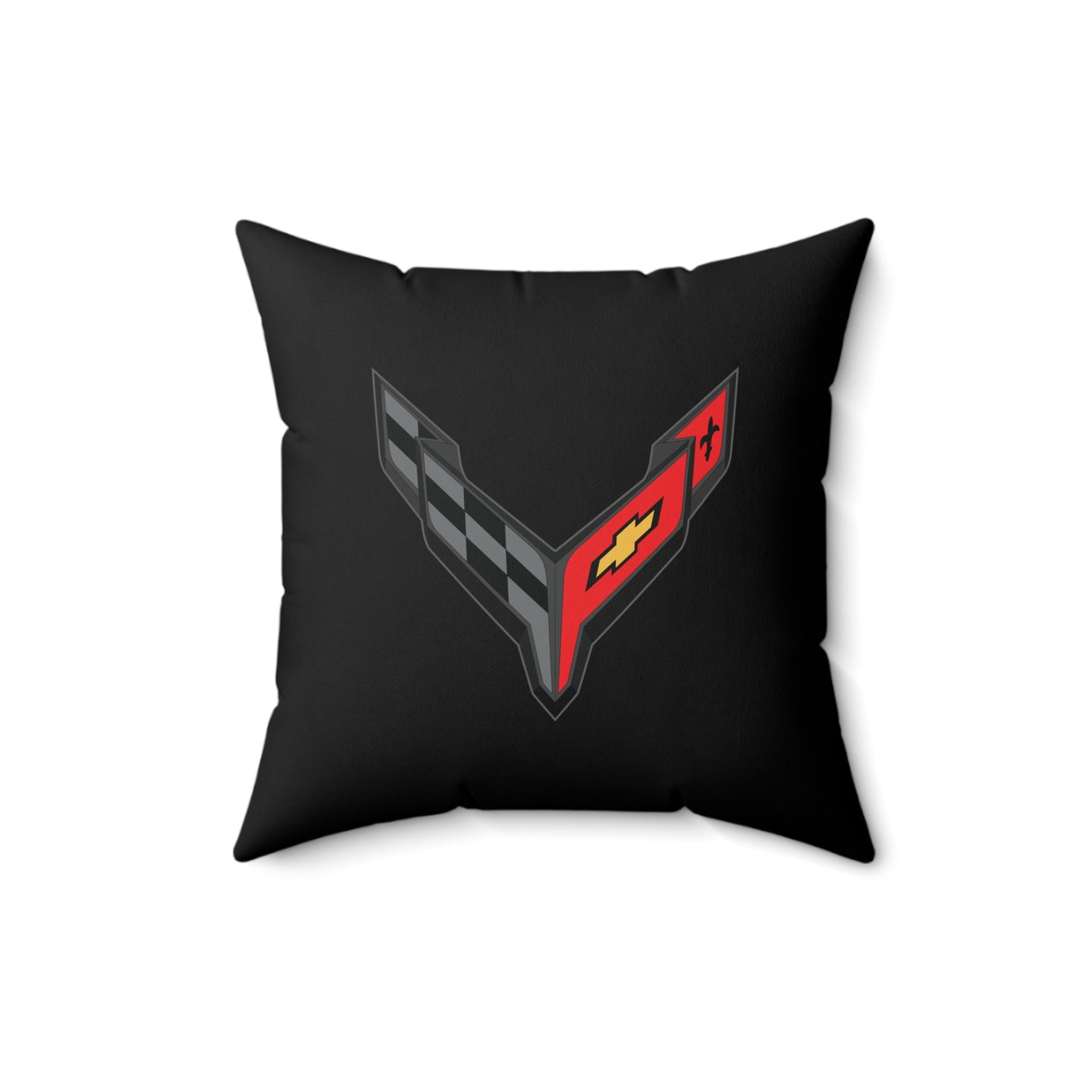 Corvette C8 Throw Pillow, Home Accessories, Mancave Decor, Man Cave, Square Pillow, Polyester, Couch and Bedding, C8 Logo, C8 Emblem