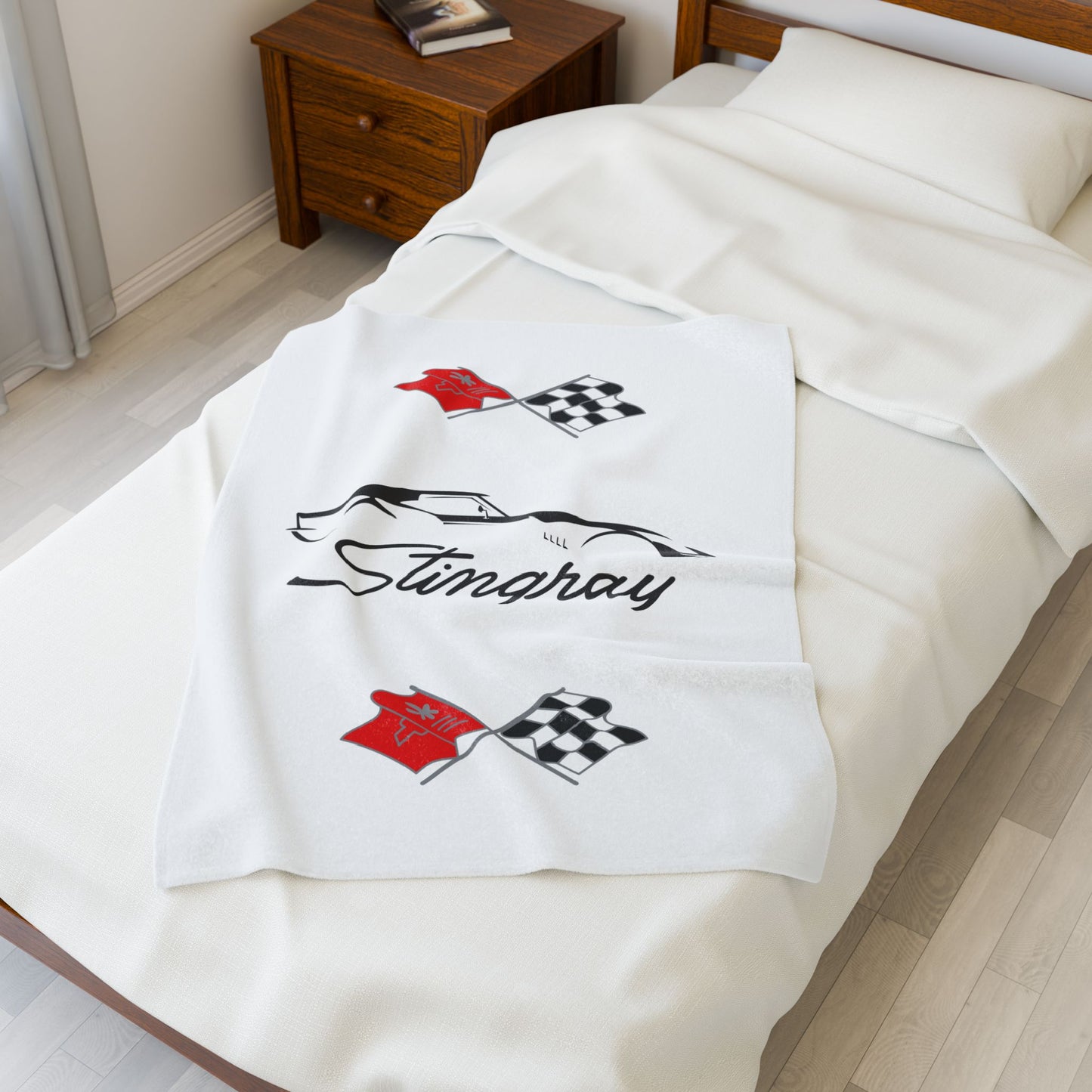 Corvette C3 Stingray Custom Illustrated Blanket, Soft Blankets, Corvette Logo, Velveteen Blanket, Car Guy Gifts, Car Girl Gifts