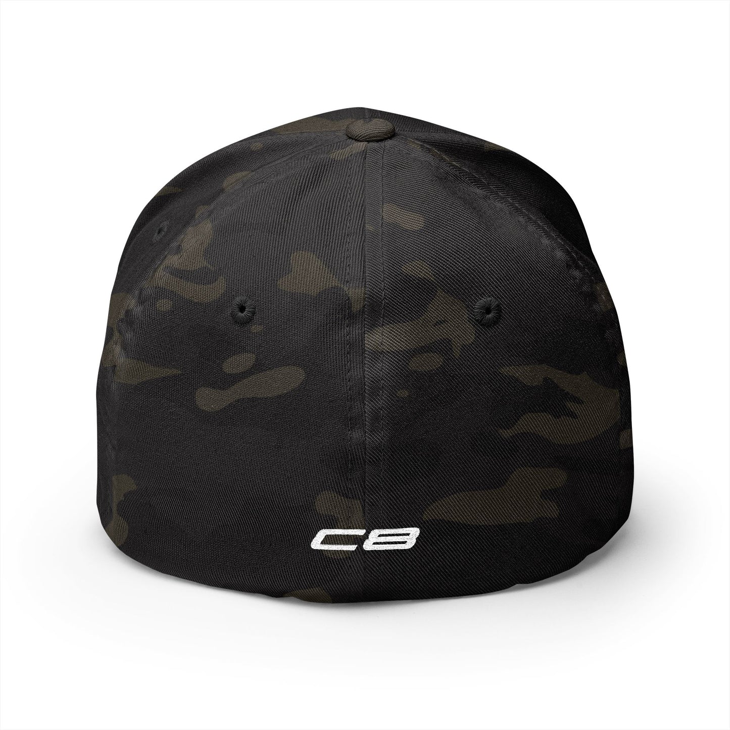 Corvette Red C8 Silhouette Baseball Cap, Flexfit Hat, Stretchy Band, Black Hat, Corvette Gear, Embroidery