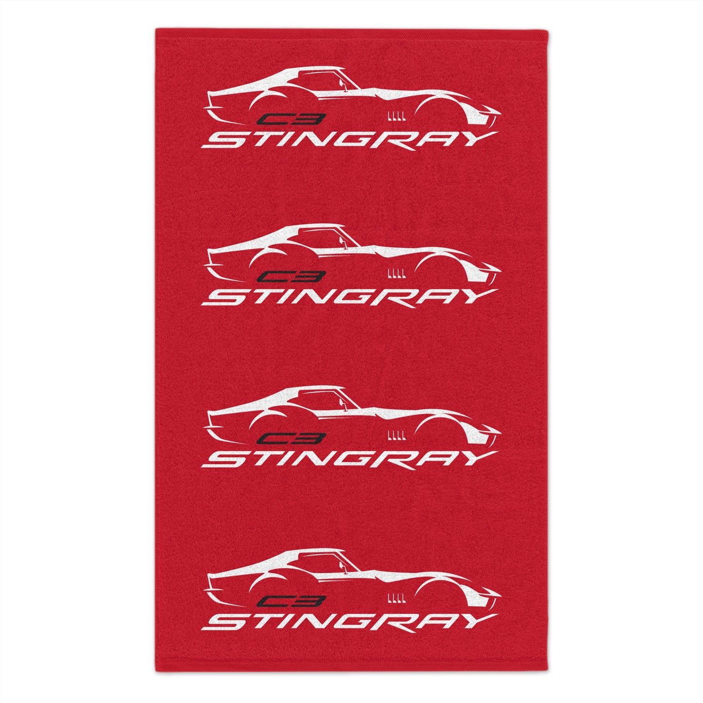 Corvette Stingray Beach Towel, Corvette Gifts, Car Enthusiast Towel, Quick-Dry Towel, Corvette Logo, White Towel, Car Guy Gifts