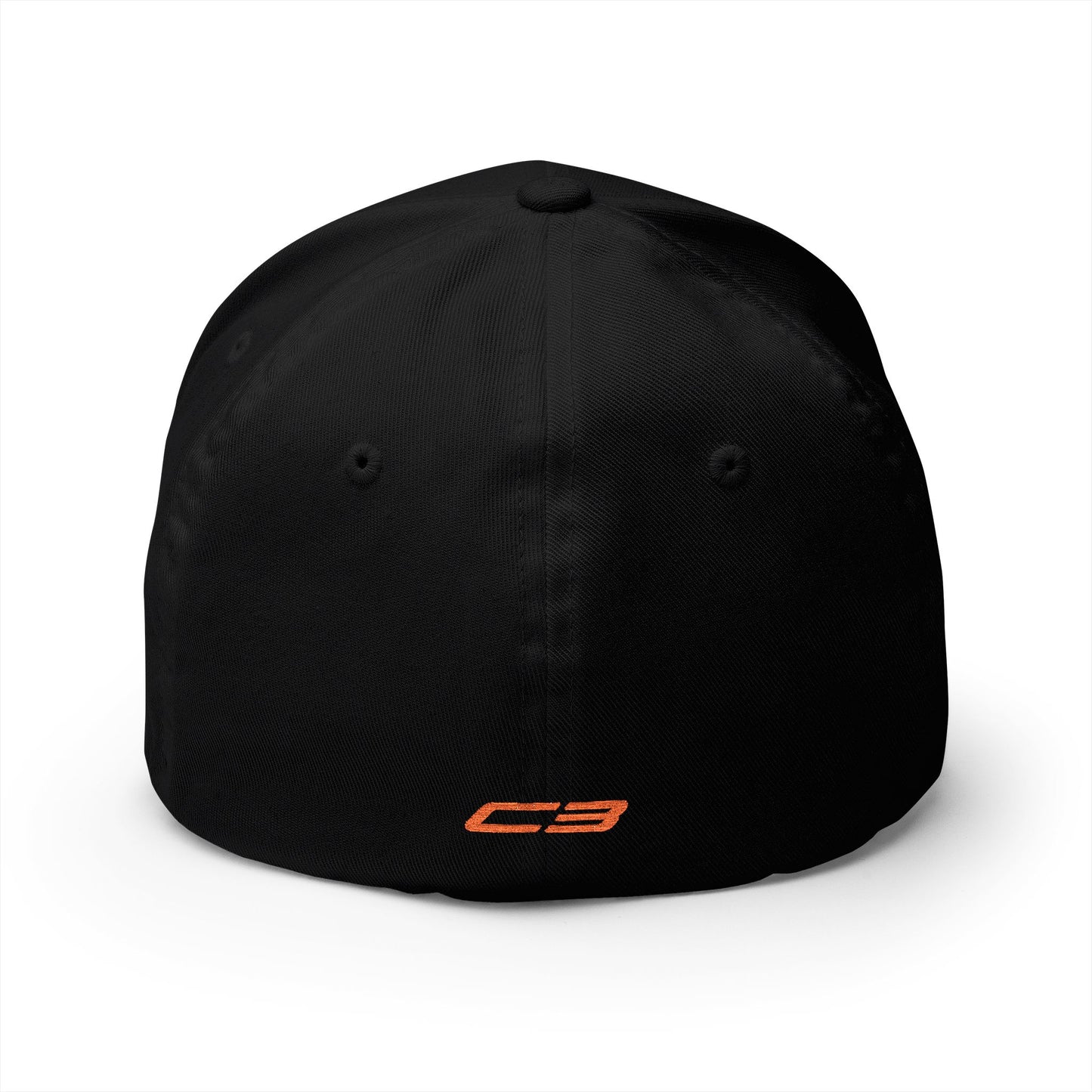 Corvette C3 Stingray Custom Silhouette Baseball Cap, Orange Graphic, Flexfit® Hat, Stretchy Band, Black Hat, Corvette Gear, Embroidery