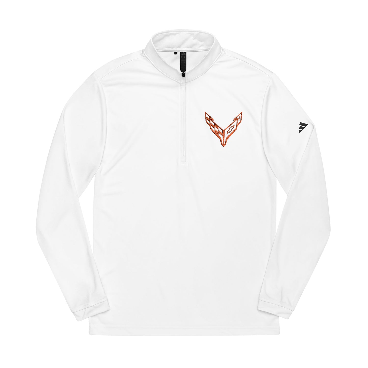 Adidas® Quarter-Zip Corvette C8 Pullover, Athletic Wear, Gym Lovers, Gifts for Him/Her, Casual Wear, Long Sleeve, Orange Corvette Logo