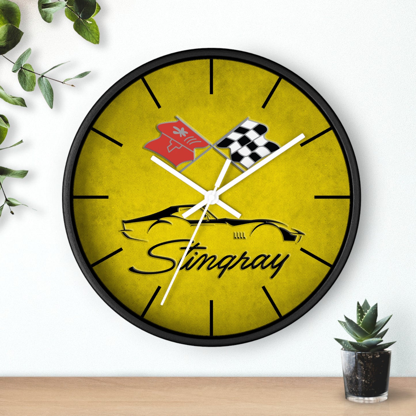 Corvette C3 Stingray Illustrated Wall Clock, Racing Home Decor, Gift for Him, Man Cave Clock, Corvette Merchandise, Mancave Gift, Clocks