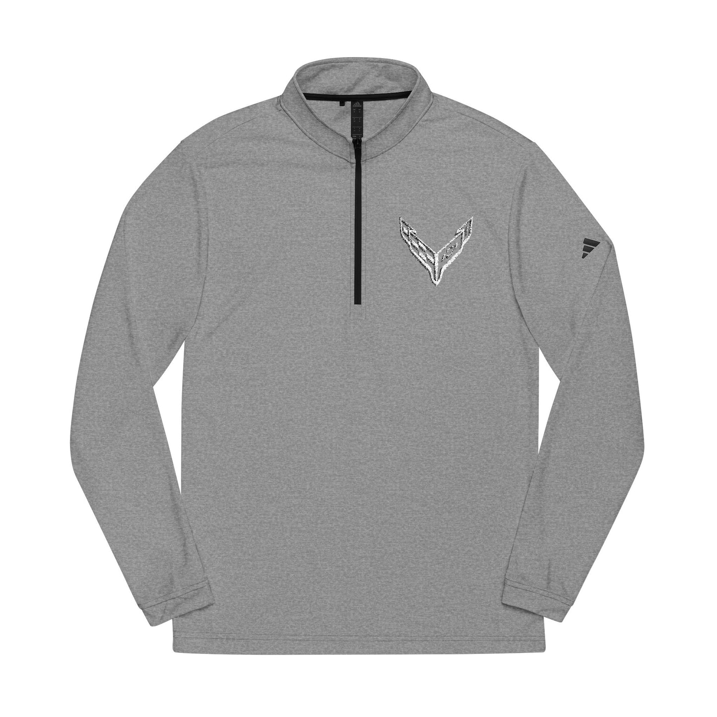 Adidas® Quarter-Zip Corvette C8 Pullover, Athletic Wear, Gym Lovers, Gifts for Him/Her, Casual Wear, Long Sleeve, White Corvette Logo