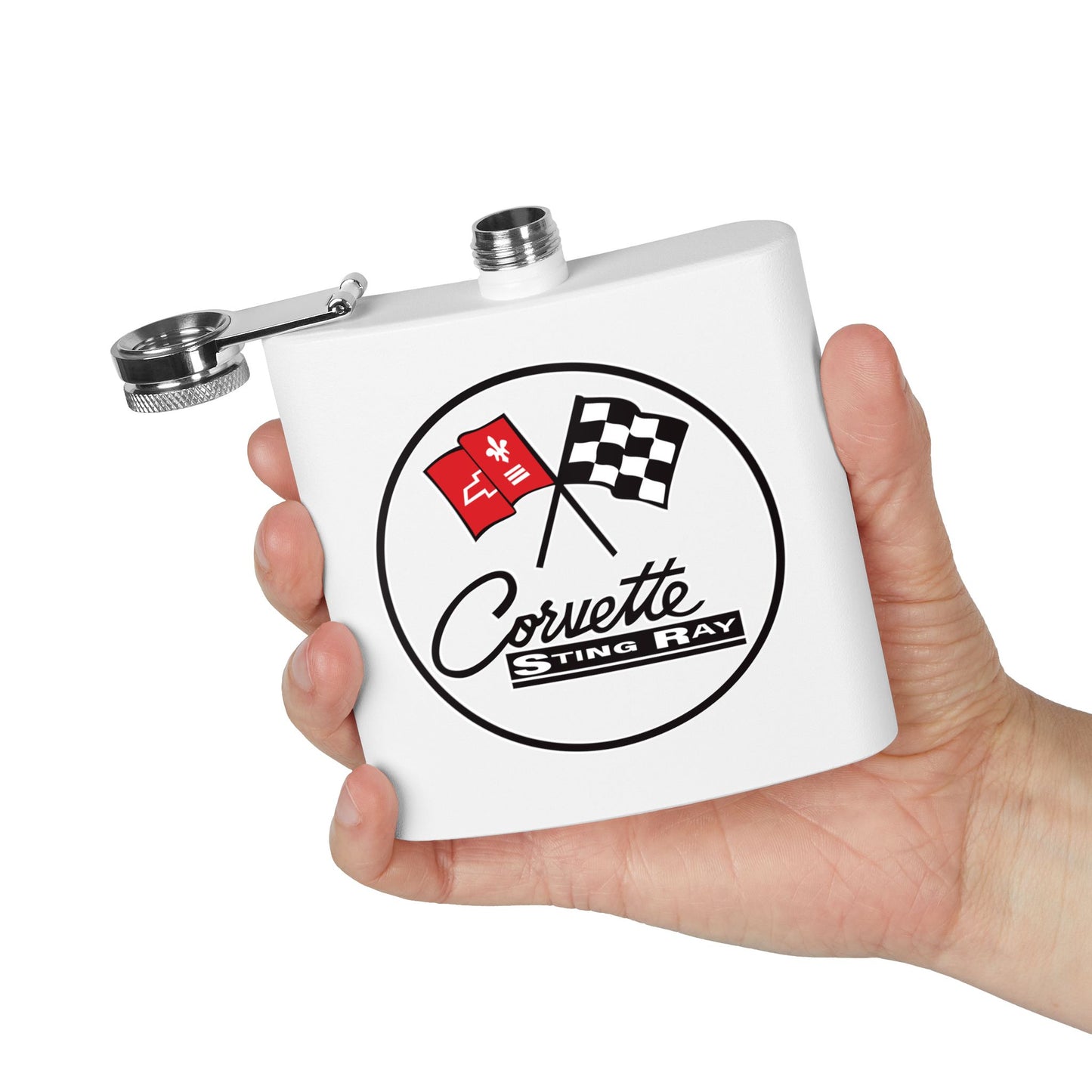 Corvette Flask, C2 Corvette Gifts, Car Enthusiast Hip Flask, 6oz Stainless Steel, Corvette Accessories, Pocket Flask, Gift for Car Guys