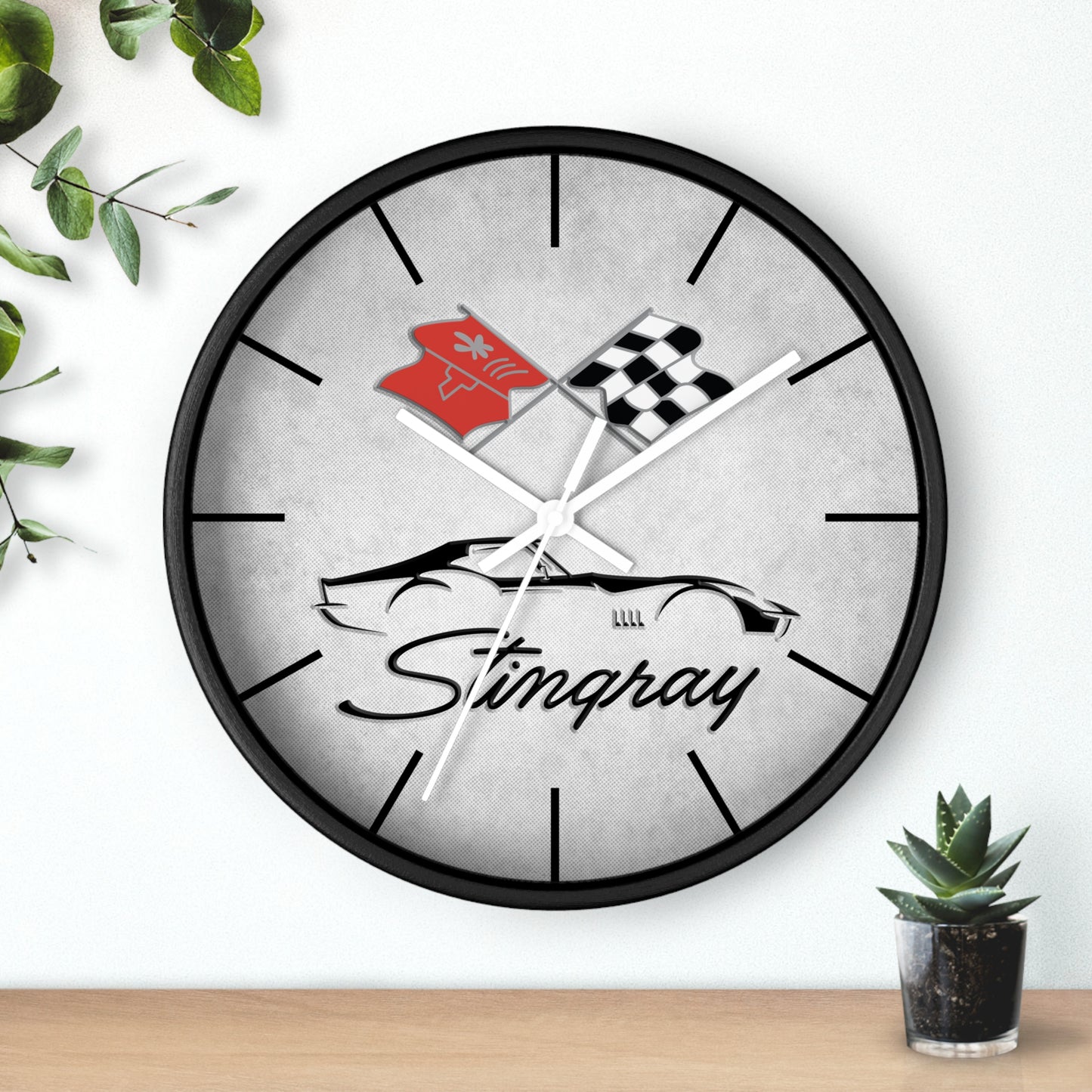 Corvette C3 Stingray Illustrated Wall Clock, Racing Home Decor, Gift for Him, Man Cave Clock, Corvette Merchandise, Mancave Gift, Clocks