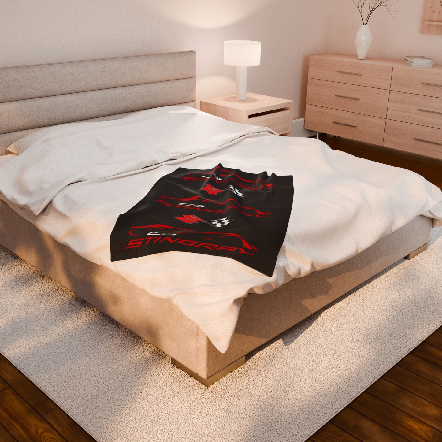 Corvette C3 Stingray Black Blanket, Stingray Corvette Gifts, Soft Blankets, Corvette Logo, Velveteen Blanket, Car Guy Gifts, Car Girl Gifts