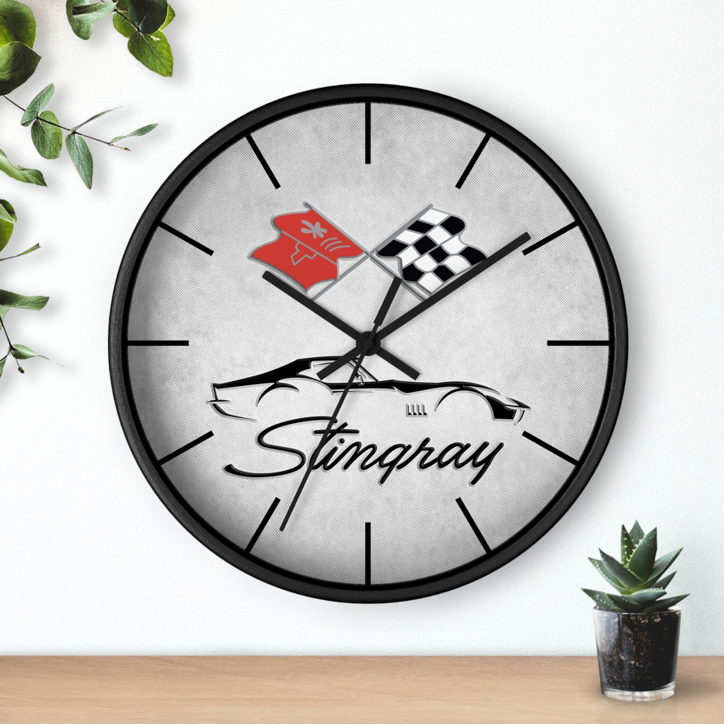 Corvette C3 Stingray Illustrated Wall Clock, Racing Home Decor, Gift for Him, Man Cave Clock, Corvette Merchandise, Mancave Gift, Clocks