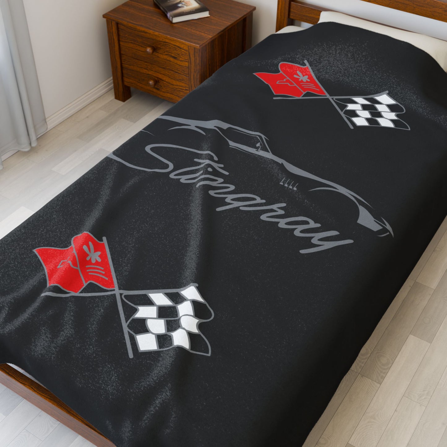 Corvette C3 Stingray Custom Illustrated Blanket, Soft Blankets, Corvette Logo, Velveteen Blanket, Car Guy Gifts, Car Girl Gifts