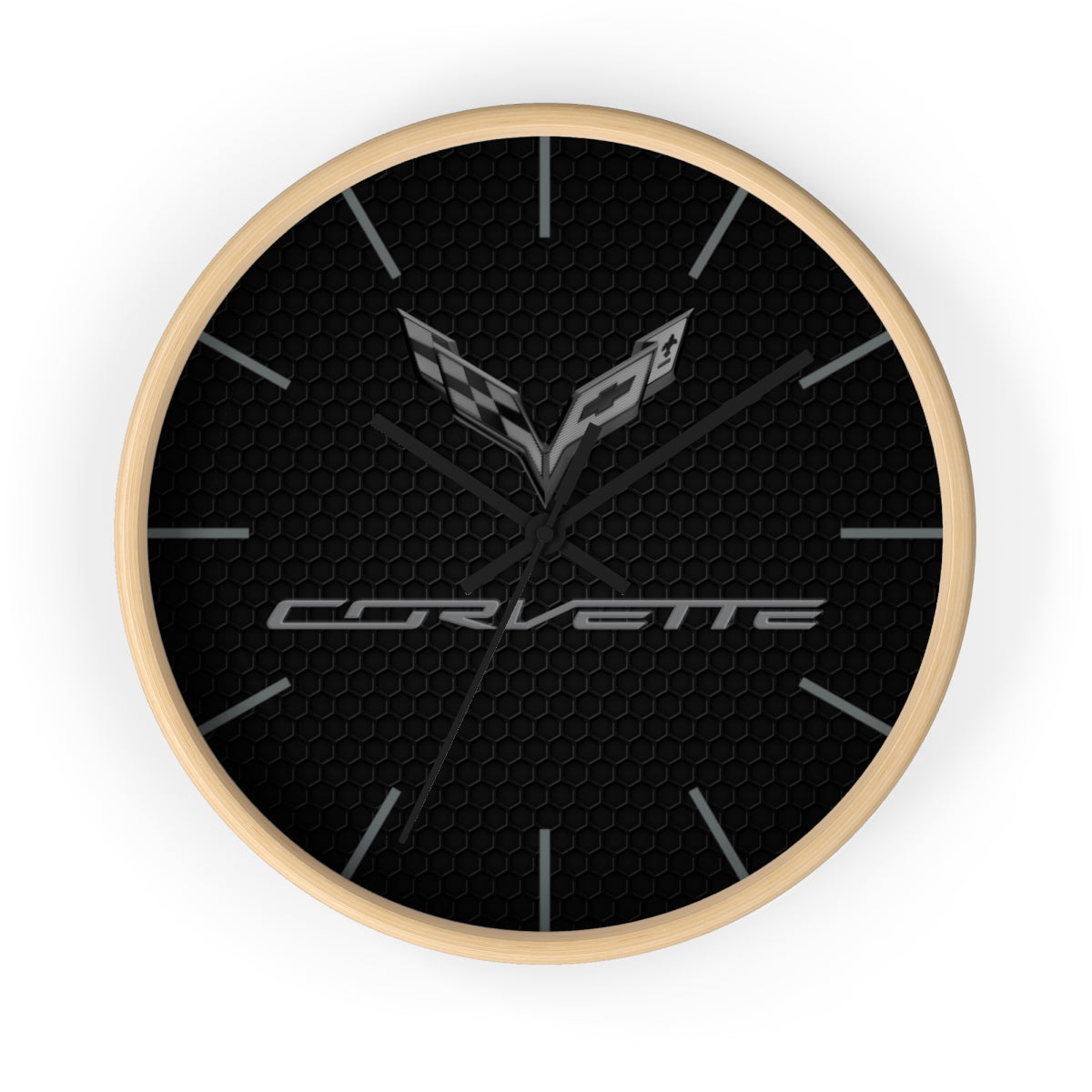 Corvette C7 Logo Blackout Edition Wall Clock