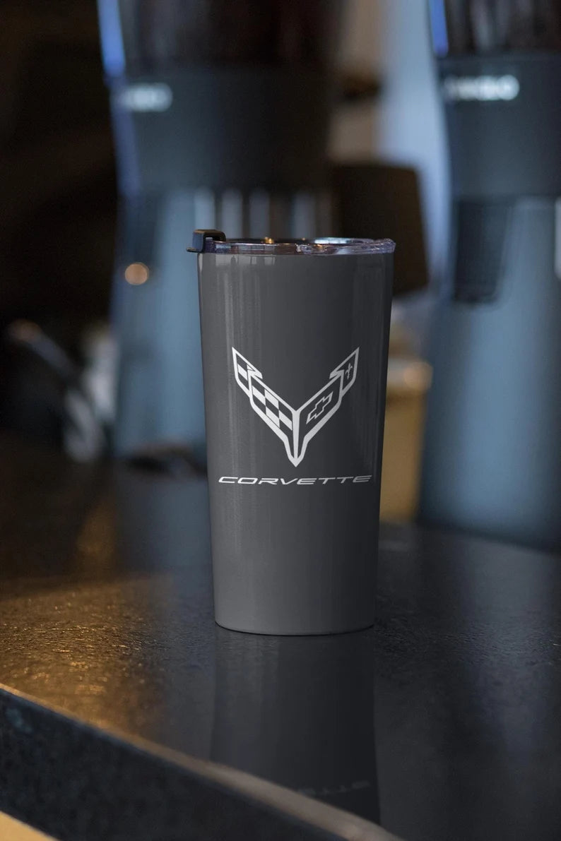Corvette Tumbler, Stainless Steel Tumbler, Insulated, Corvette Accessories, Dishwasher Safe, Gifts for Car Guys and Car Girls, C8 Logo