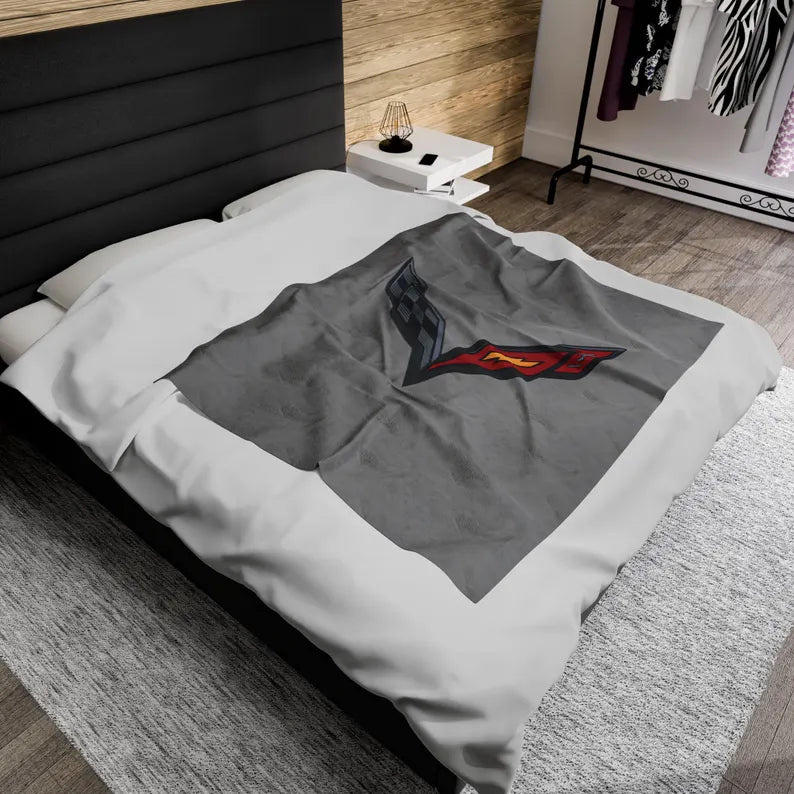 Corvette Blanket, C7 Corvette Gifts, Car Enthusist, Soft Blanket, Corvette Logo, Velveteen Blanket, Car Guy Gifts, Corvette Accessory