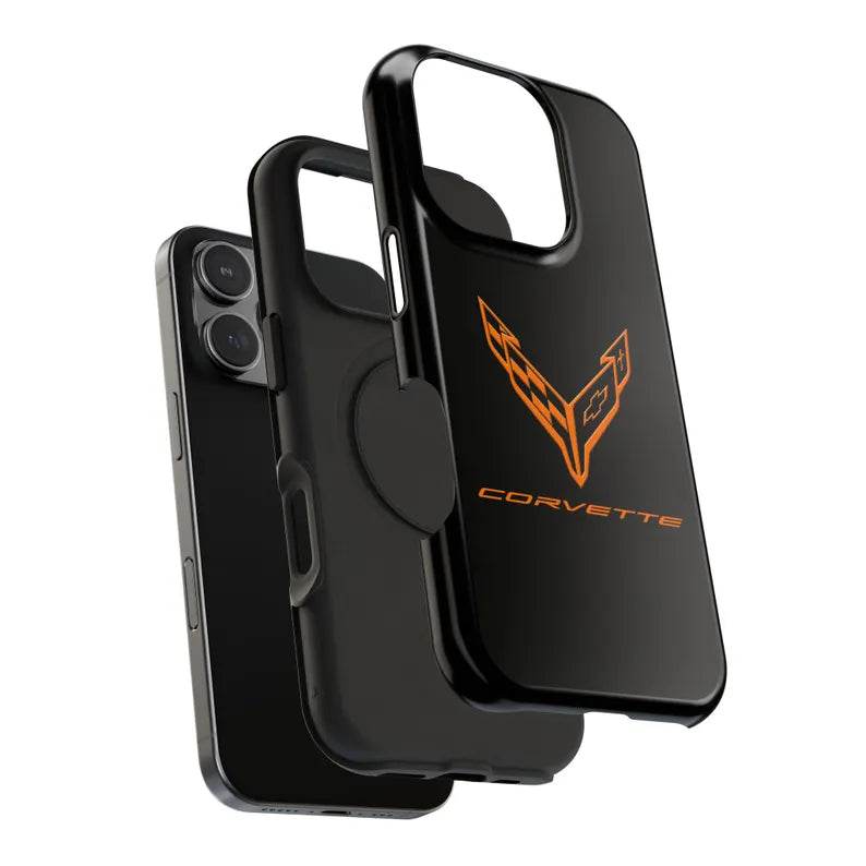 Corvette iPhone Case - Corvette Accessories - Cell Phone Case - Impact Resistant - Rubber Liner - Matte or Glossy - Corvette Logo - C8