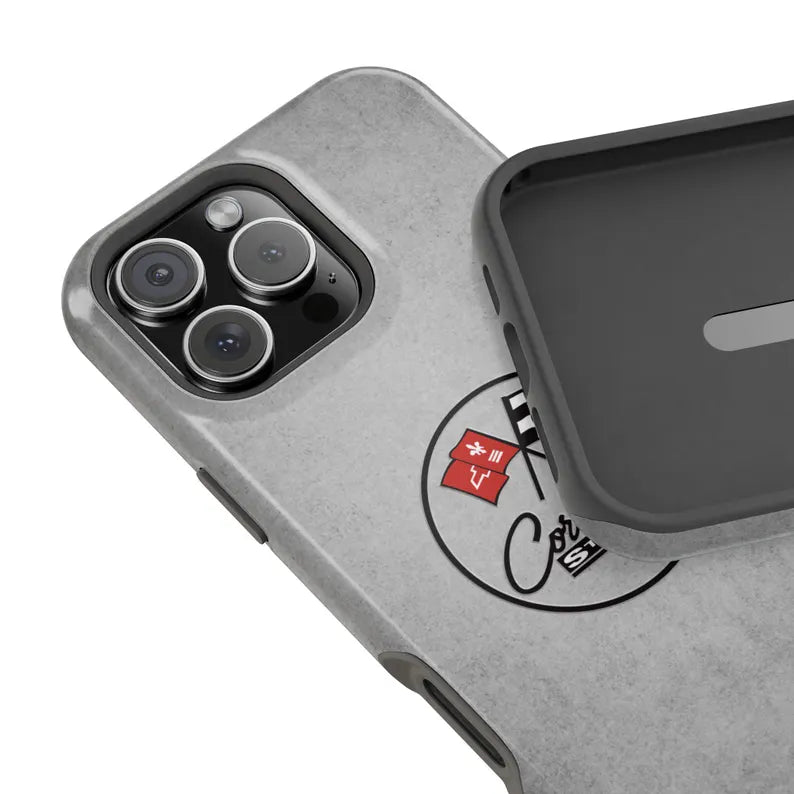Corvette C2 Magnetic Tough Case, iPhone Case, Impact Resistant, MagSafe, Rubber Liner, Matte or Glossy, C2 Emblem, C2 Logo, Cell Phone Case