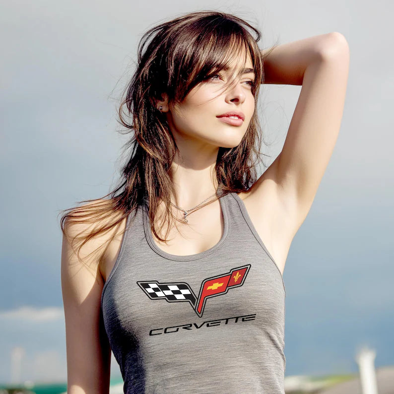 Corvette C6 Women's Racerback Tank Top, Gifts for Car Girls, Summer Top, Fitness Tank, Raceday Gear, Corvette Shirt