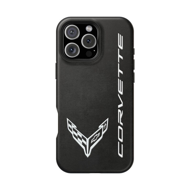 Corvette C8 Magnetic Tough Case, iPhone Case, Impact Resistant, MagSafe, Rubber Liner, Matte or Glossy, Cell Phone Case