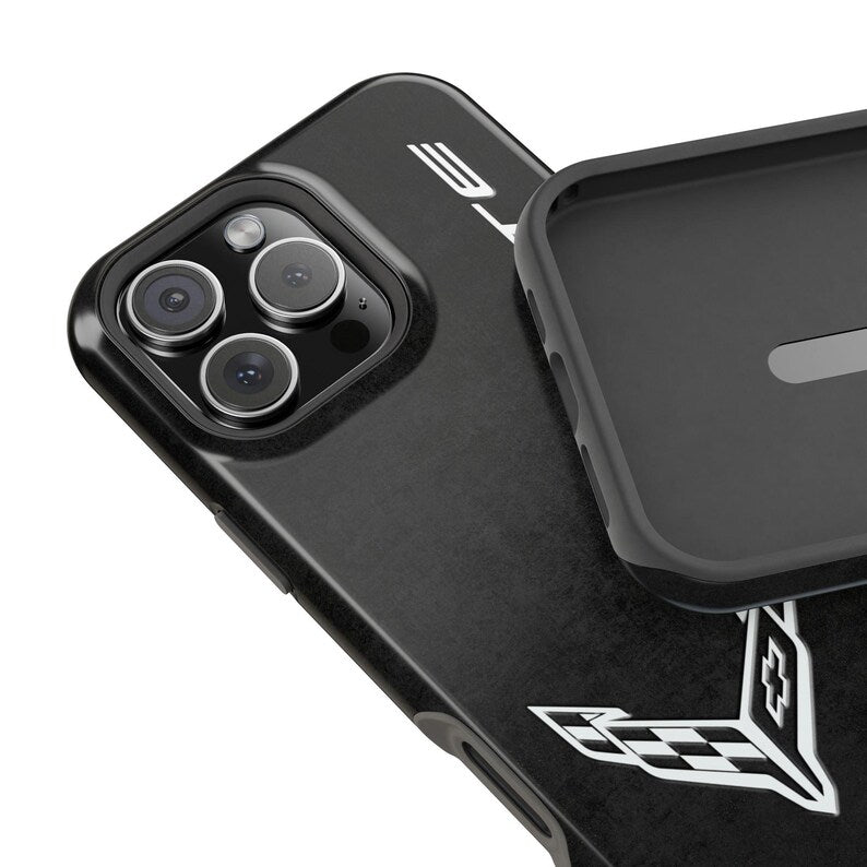 Corvette C8 Magnetic Tough Case, iPhone Case, Impact Resistant, MagSafe, Rubber Liner, Matte or Glossy, Cell Phone Case