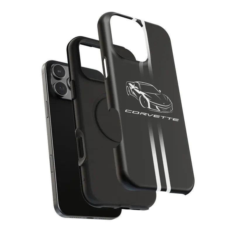 Corvette iPhone Case - Corvette Accessories - Cell Phone Case - Impact Resistant - Rubber Liner - Matte or Glossy - Corvette Logo - C8