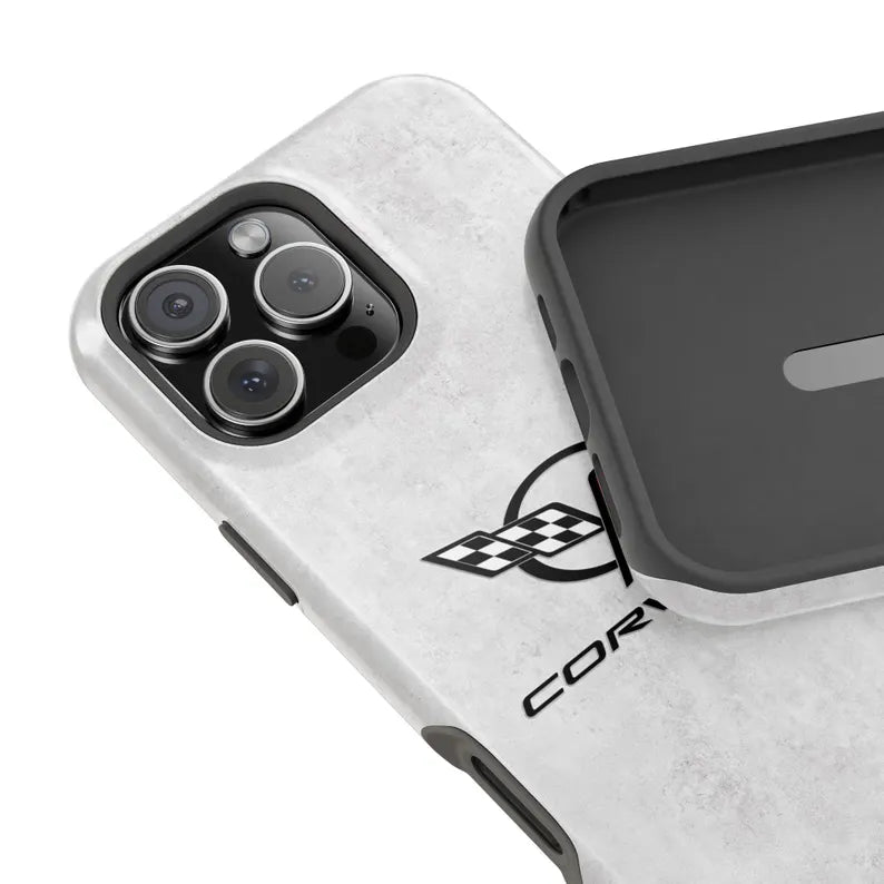 Corvette C5 Magnetic Tough Case, iPhone Case, Impact Resistant, MagSafe, Rubber Liner, Matte or Glossy, C5 Emblem, C5 Logo, Cell Phone Case