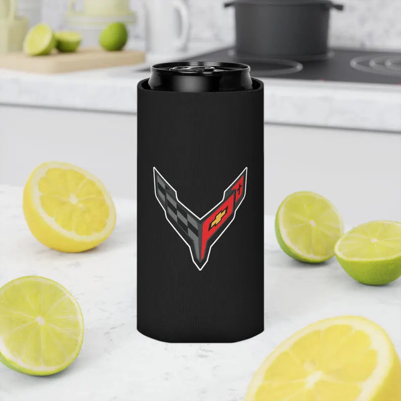 Corvette C8 Can Coozie, Regular and Slim, Beer and Soda Coozie, Race Day Beverage Holder, Car Enthusiast Gift, Party Favor, Tailgate