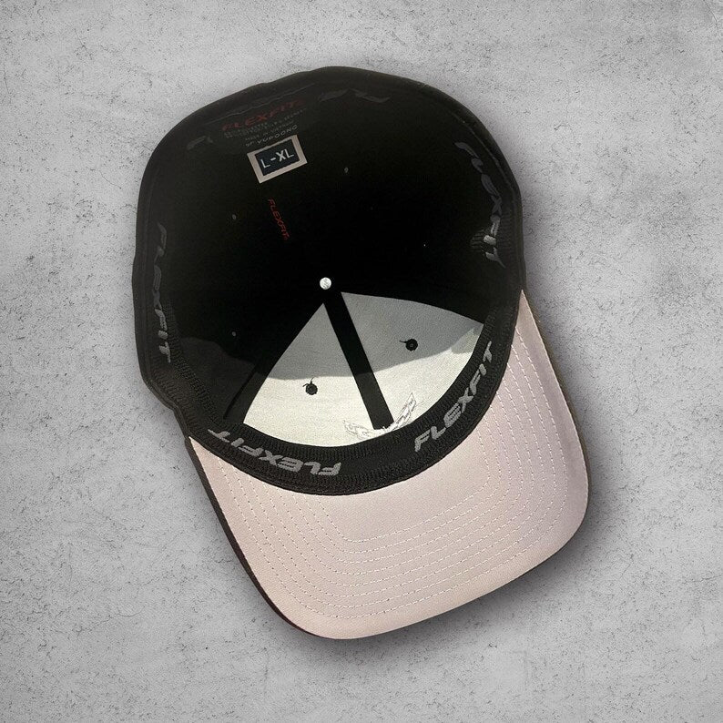 Corvette Blue C3 Stingray Silhouette Baseball Cap, Flexfit Hat, Stretchy Band, Black Hat, Corvette Gear, Embroidery