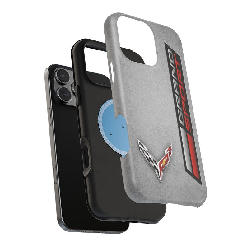 Corvette Grand Sport Magnetic Tough Case, iPhone Case, Impact Resistant, MagSafe, Rubber Liner, Matte or Glossy, Cell Phone Case