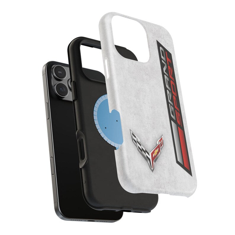 Corvette Grand Sport Magnetic Tough Case, iPhone Case, Impact Resistant, MagSafe, Rubber Liner, Matte or Glossy, Cell Phone Case