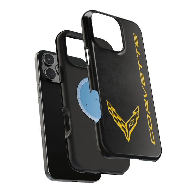 Corvette C8 Magnetic Tough Case, iPhone Case, Impact Resistant, MagSafe, Rubber Liner, Matte or Glossy, Cell Phone Case